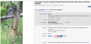 3. Top Bicycle Sold for $3,486.73. on eBay