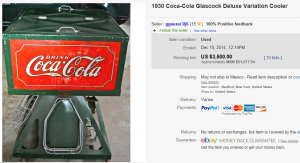 1. Top Coca Cola Sold for $3,500. on eBay