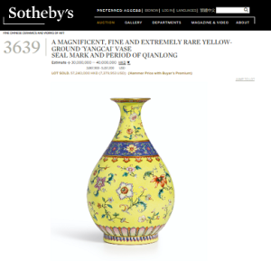 agnificent, Fine and Extremely Rare Yellow-Ground 'Yangcai' Vase Sod for 7,379,953