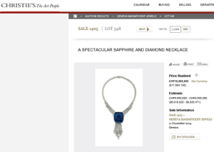 Sapphire and Diamond Necklace Sold for $17,564,156