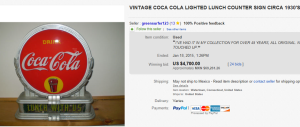 1. Top Coca Cola Sold for $4,700. on eBay