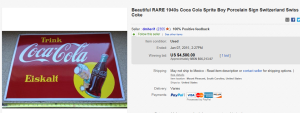 2. Top Coca Cola Sold for $4,500. on eBay