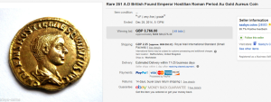 1 251 A.D British Found Emperor Hostilian Roman Period Au Gold Aureus Coin