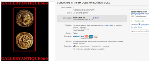 1.1 238-244 Gold Aureus Rom Gold