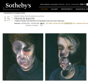 Three Studies for Portrait of George Dyer (on Light Ground)  by Francis Bacon Sold for $45,400,274