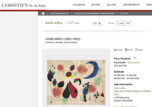 Women, Moon, Birds Painting by Joan Miró Sold for $23,540,828