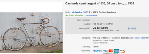 3. Top Bicycle Sold for $3,400. on eBay