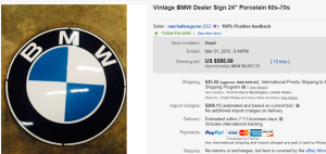 1960's-1970's BMW Sign