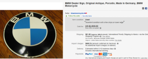 1970's BMW Sign Sold for $2,000.
