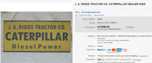 J. A. Riggs Tractor Co. Caterpillar Diesel Power Sign