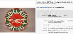 Sinclair Aircraft DSP with Airplane Sign
