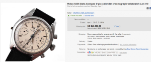 Rolex 6236 Dato Compax Triple-Calendar Chronograph Wristwatch