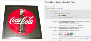 Framed Steve Kaufman Coca Cola Plate