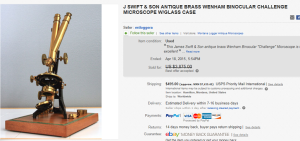 J Swift & Son Antique Brass Wenham Binocular Challenge Microscope W/Glass Case