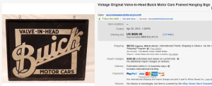 Valve-In-Head Buick Motor Cars Sign
