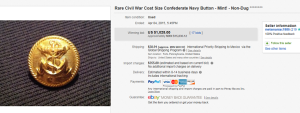 Civil War Coat Size Confederate Navy Button