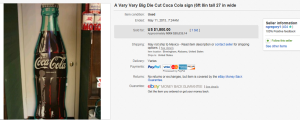 Vary Vary Big Die Cut Coca Cola Sign