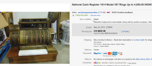 1914 National Cash Register Model 597 Rings Up to 4,999.99