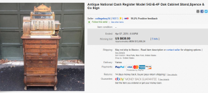 National Cash Register Model 542-E-4F Oak Cabinet Stand,Spence & Co Sign 