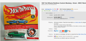 1967 Hot Wheels Redlines Custom Mustang Green