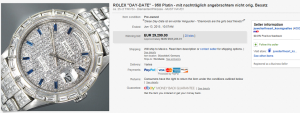 Rolex "Day-Date - 950 Platin - mit nachträglich angebrachtem nicht orig. Besatz