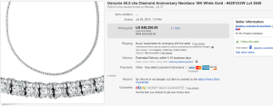 Genuine 50.0 ctw Diamond Anniversary Necklace 18K White Gold