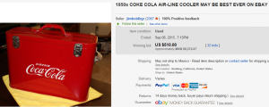 1950s Coca Cola Air Line Cooler
