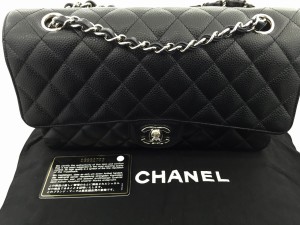 1.2 Brand New Chanel Black Caviar Leather Classic Flap Medium Chain Shoulder Bag