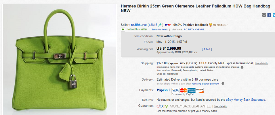 Most Expensive Hand Bags Sold on eBay May 2015